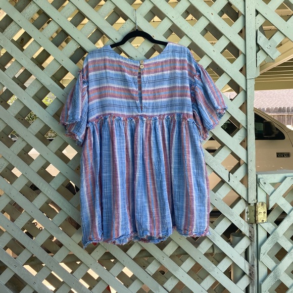 Free people blue stripped summer nights tunic - Picture 5 of 6